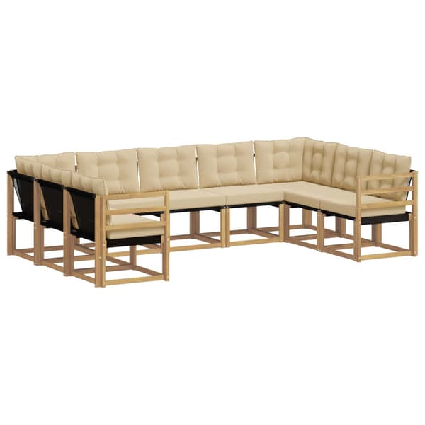 Utomhussoffset med kudde 9 pcs Vit och Beige