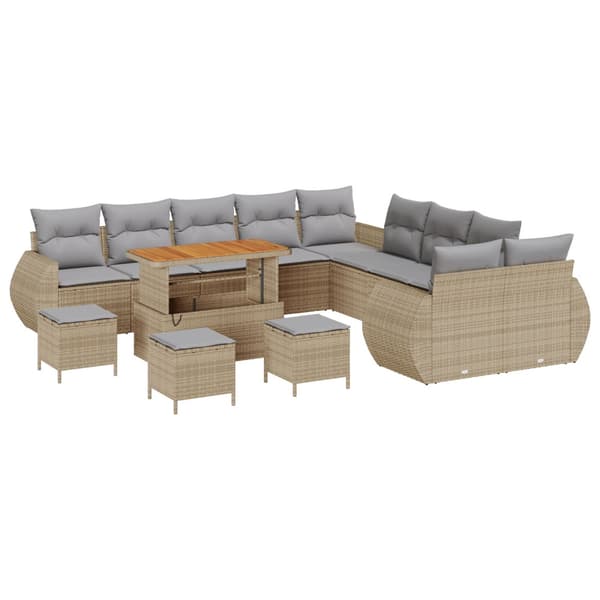 Trädgårdsoffset 14 pcs Beige konstrotting