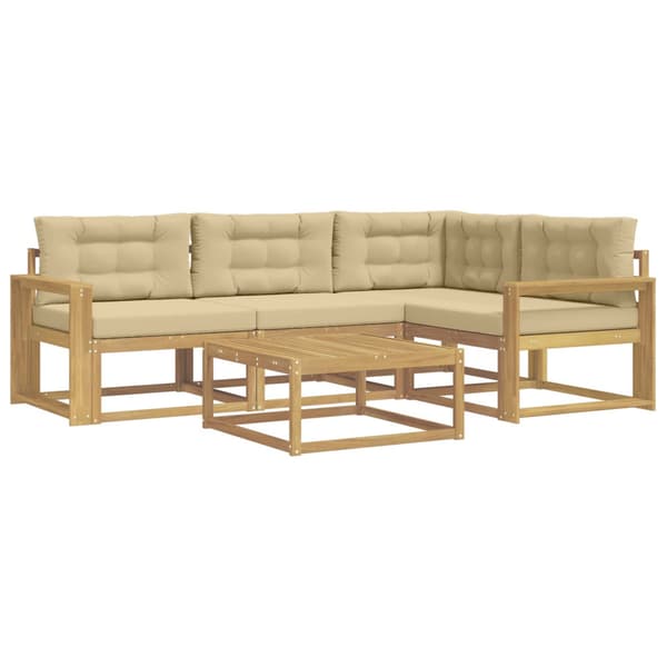 Utomhussoffset 5 pcs Vit och Beige 79 x 79 x 37 cm Polyester