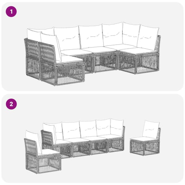 Trädgårdsoffset 6 pcs Grå konstrotting