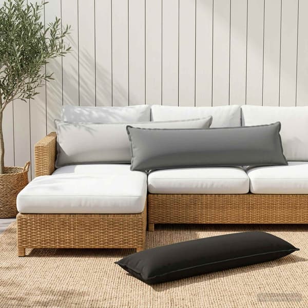 Kuddöverdrag 2 st HOUTEN Grå 40 x 145 cm Polyester