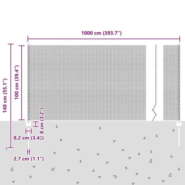 Stängsel med stolpe Silver 1 x 10 m Stål