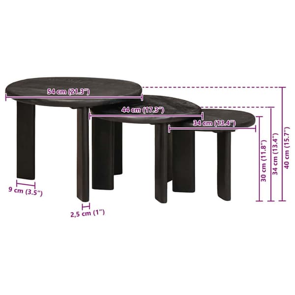 Nesting Kaffe Bord 3 pcs Vit Massivt mangoträ