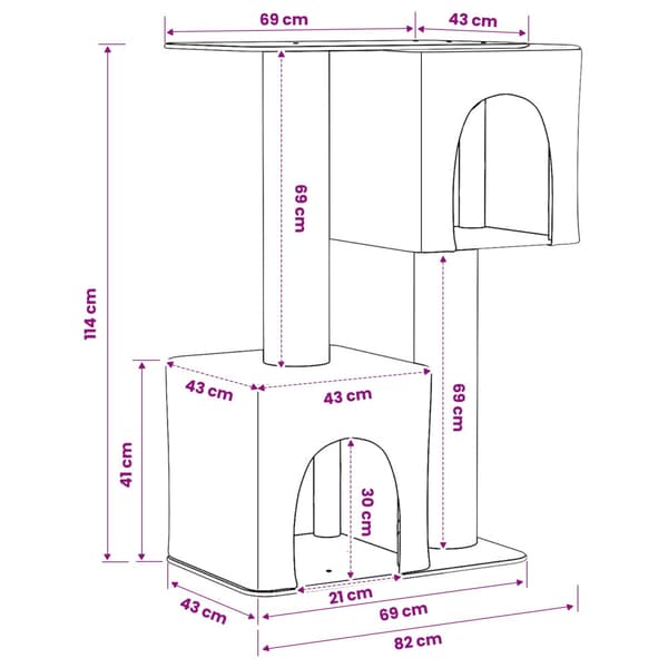Kattträd med sisal klöspelare Mörkgrå 114 cm