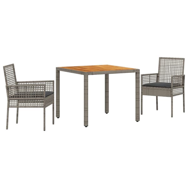 Trädgårdsmöbelset 3 pcs Grå konstrotting