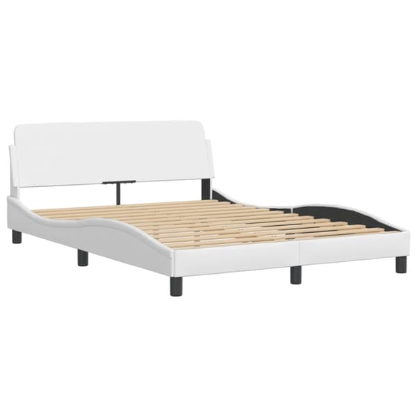 Bed Frame with LED without Mattress "Hvar" White 120x200 cm