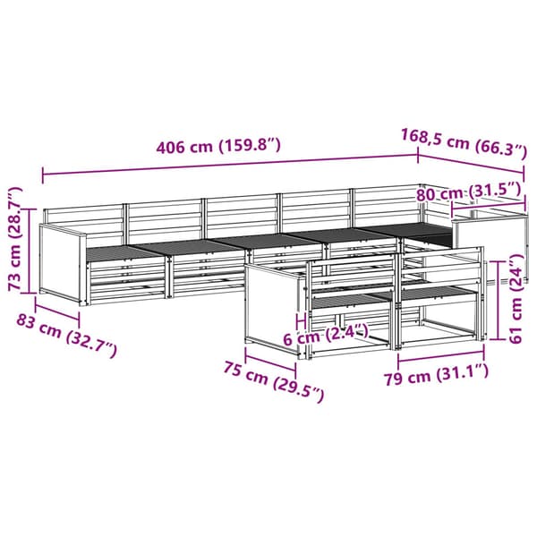 Utomhussoffset 8 pcs Naturlig