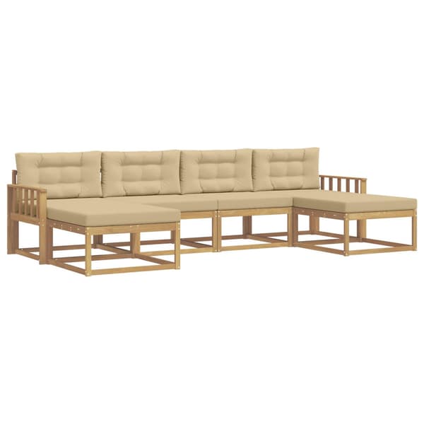 Utomhussoffset med kudde 6 pcs Vit och Beige