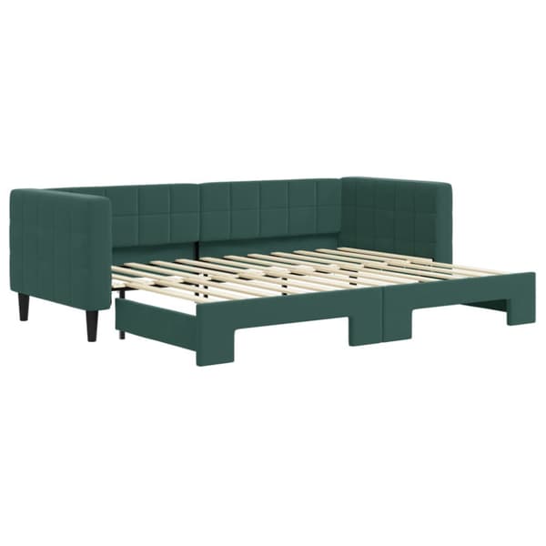Dagbädd utdragbar mörkgrön 80x200 cm sammet