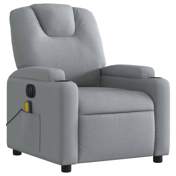 Elektrisk massagefåtölj ljusgrå tyg