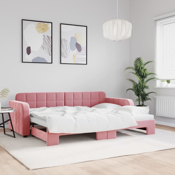 Dagbädd utdragbar rosa 80x200 cm sammet