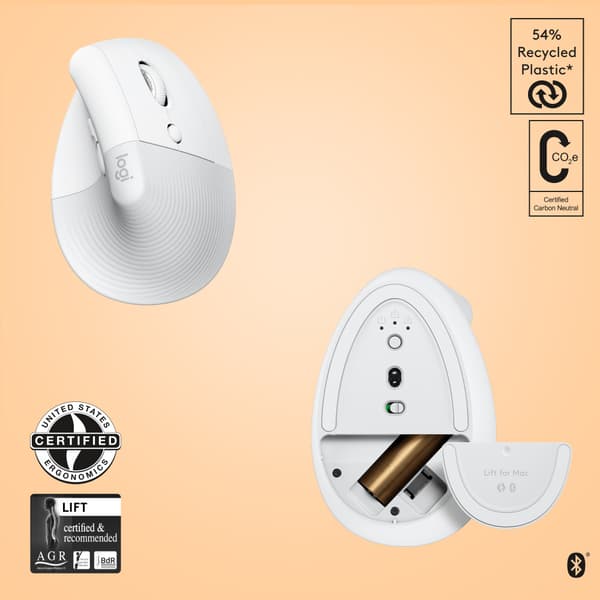 Logitech Lift for Mac datormöss högerhand Trådlös RF + Bluetooth Optisk 4000 DPI