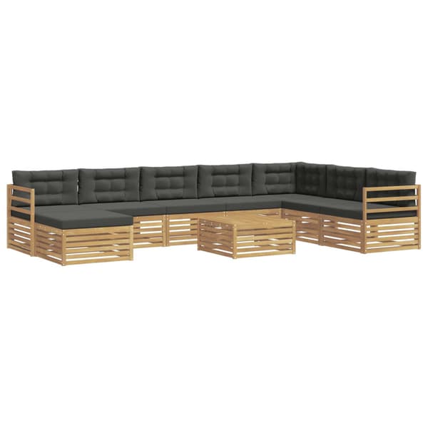 Utomhussoffset med kudde 9 pcs Vit och antracit Polyester