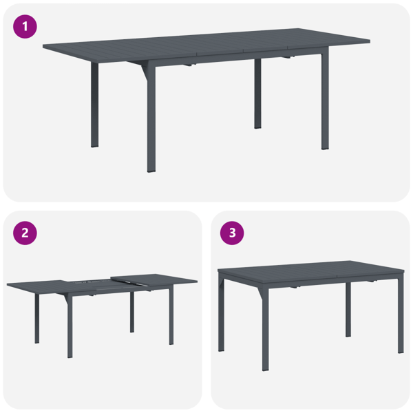Trädgårdsmöbelset 9 pcs Antracit Pulverlackerad stål
