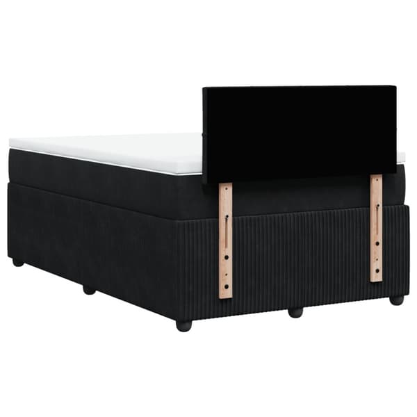 Ramsäng med madrass svart 120x190 cm sammet