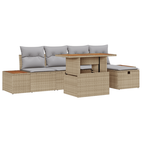Trädgårdsoffset 6 pcs Beige konstrotting