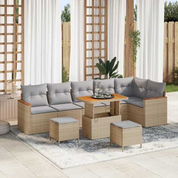 Trädgårdsoffset 9 pcs Beige konstrotting
