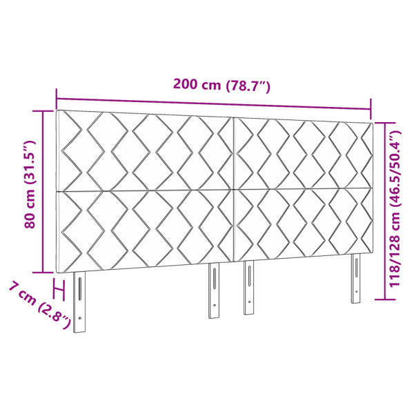 LED huvuddyna Ljusgrå 200 cm Sammet