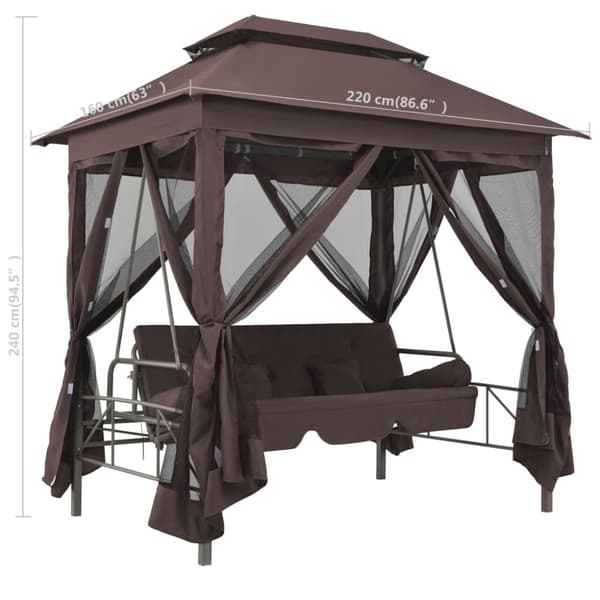 Paviljong med hammock kaffebrun