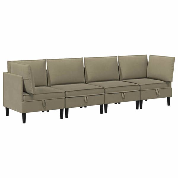Möbelset för vardagsrummet 4 pcs Kaki Tyg