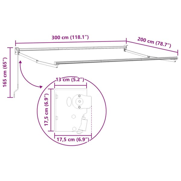 Utdragbar markis Grön och Vit 3 x 2 m