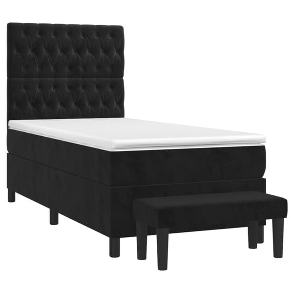 Ramsäng med madrass svart 80x200 cm sammet