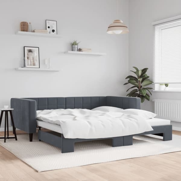 Dagbädd utdragbar mörkgrå 100x200 cm sammet