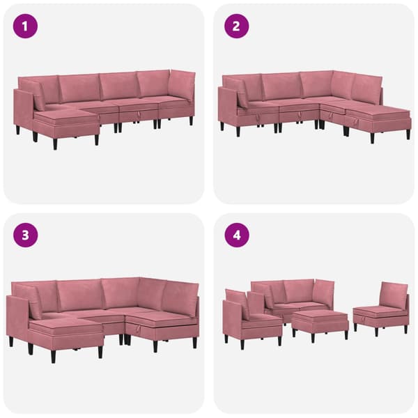 Möbelset för vardagsrummet med kudde 5 pcs Rosa Sammet