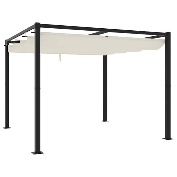 Paviljong med infällbart tak gräddvit 3x3 m stål