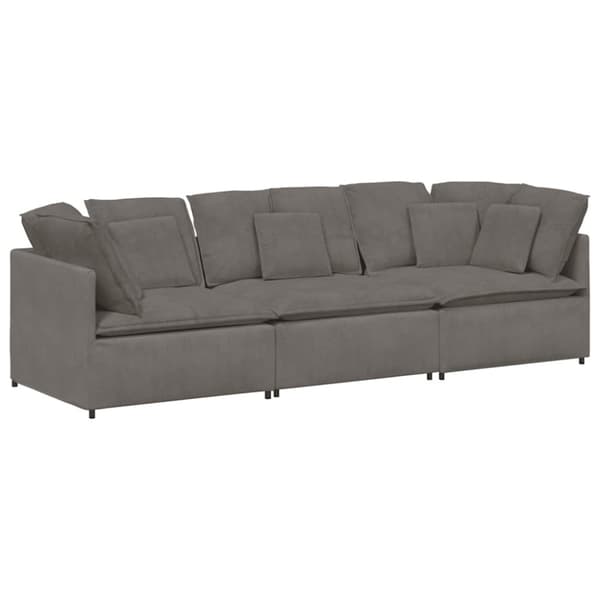 Modulsoffa med dynor manchestertyg ljusgrå