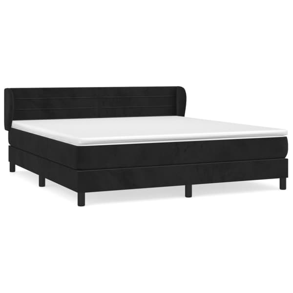 Ramsäng med madrass svart 180x200 cm sammet