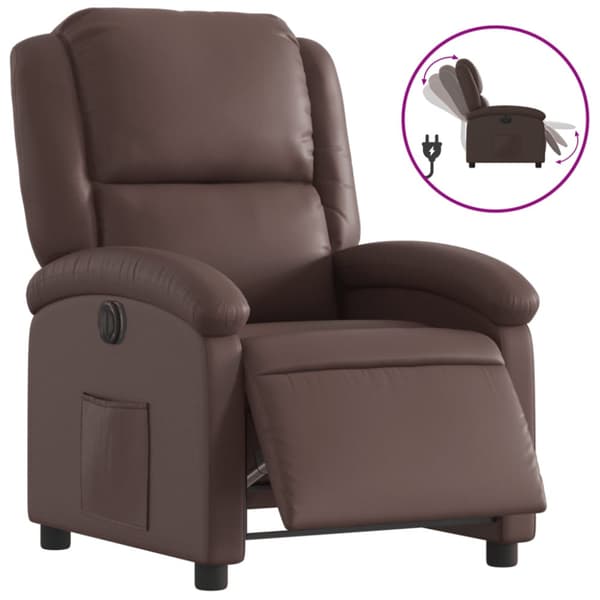 Elektronisk reclinerfåtölj brun konstläder