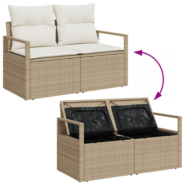 Trädgårdsoffset med kudde 13 pcs Beige och gräddfärgad