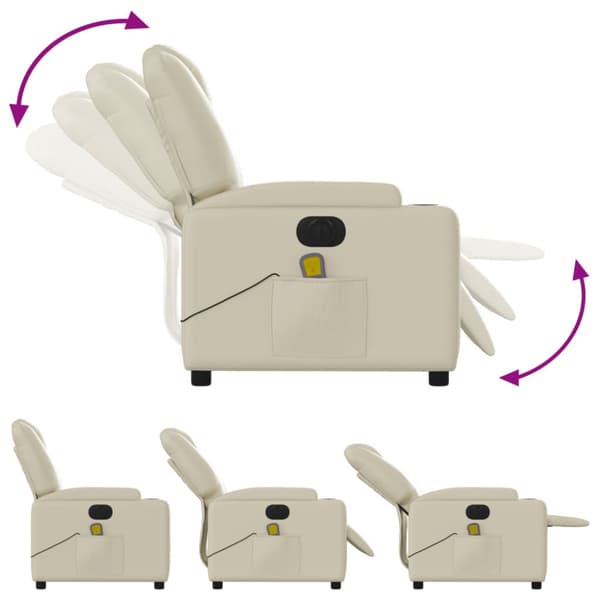 Elektrisk massagefåtölj gräddvit konstläder
