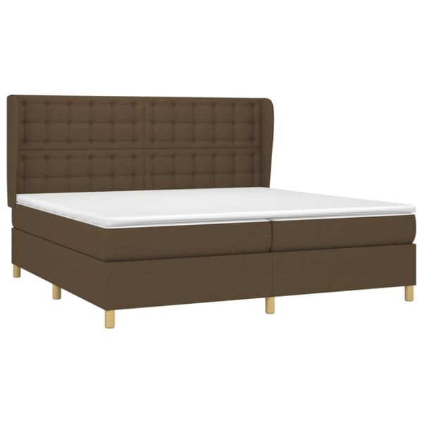 Ramsäng med madrass mörkbrun 200x200 cm tyg
