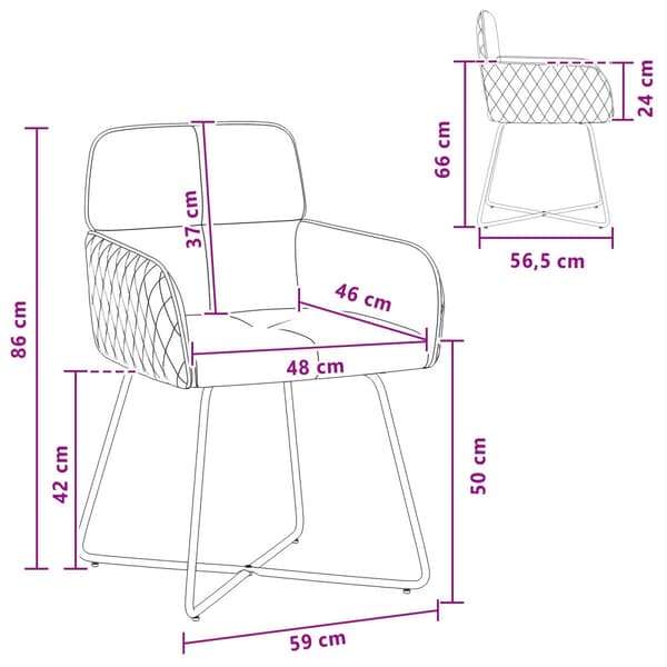 Matstolar 2 pcs Sammet Blå 59 x 56,5 x 86 cm