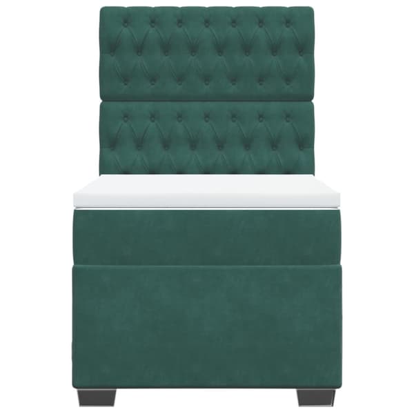 Ramsäng med madrass mörkgrön 90x200 cm sammet