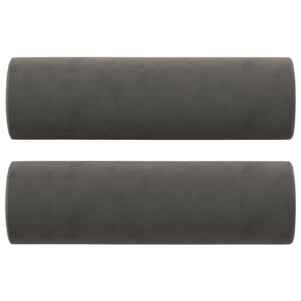 Prydnadskuddar 2 st mörkgrå Ø15x50 cm sammet