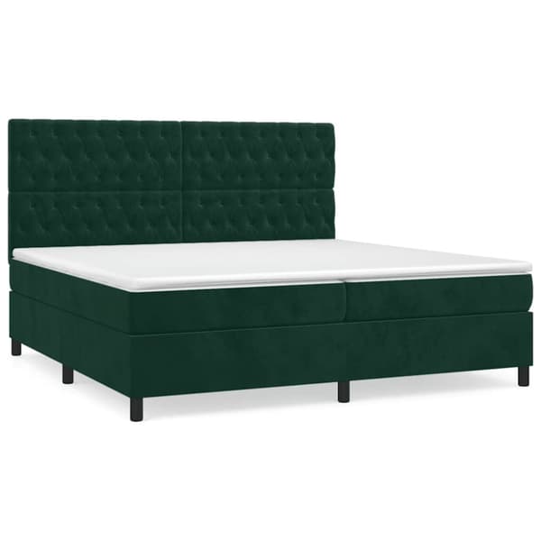 Ramsäng med madrass mörkgrön 200x200 cm sammet