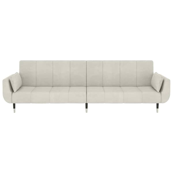 Bäddsoffa 2-sits med två kuddar gräddvit sammet