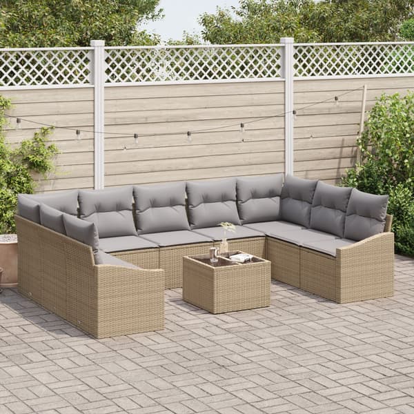 Soffset med kudde 10 pcs Beige konstrotting