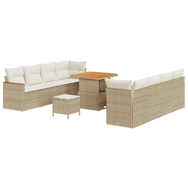 Trädgårdsoffset 11 pcs Beige konstrotting