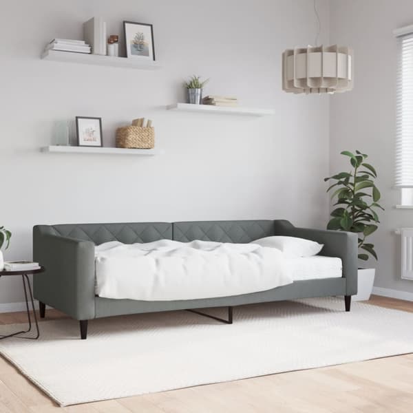 Dagbädd med madrass mörkgrå 90x200 cm tyg