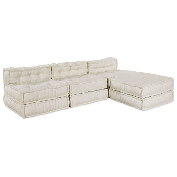 Modulsofa enhet 4 pcs Gräddvit Tyg
