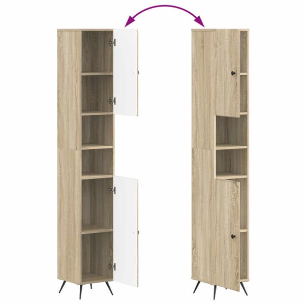 3-delars badrumsskåpsset BREDA Sonoma-ek Konstruerat trä