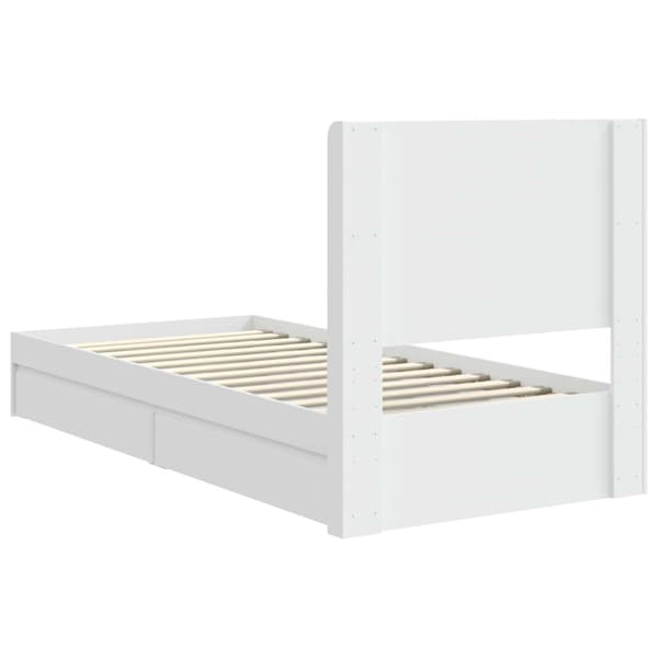 Sängram med förvaring och huvudgavel Vit 90 x 200 cm