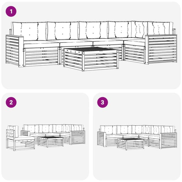 Utomhussoffset med kudde 6 pcs Naturlig och Grädde