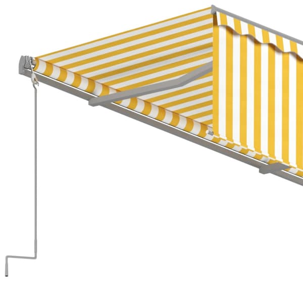 Automatisk markis med rullgardin 3,5x2,5 m gul/vit