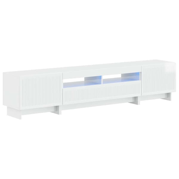 5-delars LED TV-bänk Vit högglans Konstruerat trä