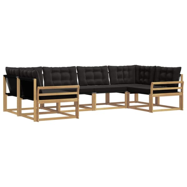 Utomhussoffset med kudde 6 pcs Vit och svart